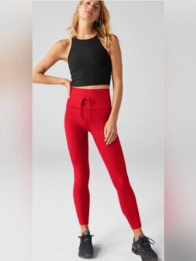 Beyond Yoga NWT High Rise Tie Front Pocket Leggings XS Spacedye Candy Apple Red